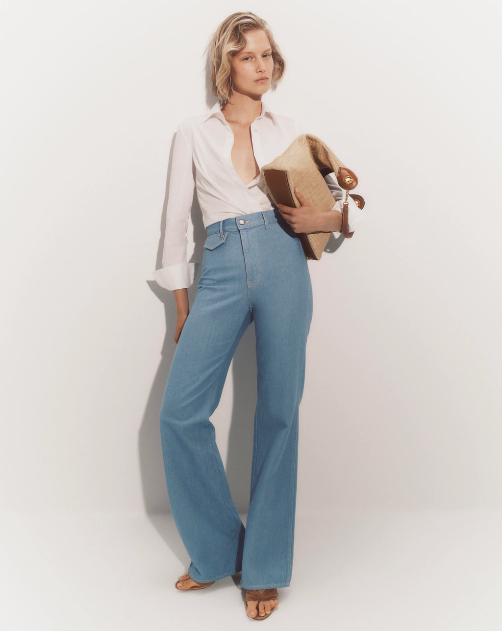 Crosbie Flap-Pocket Slim Wide-Leg Jean