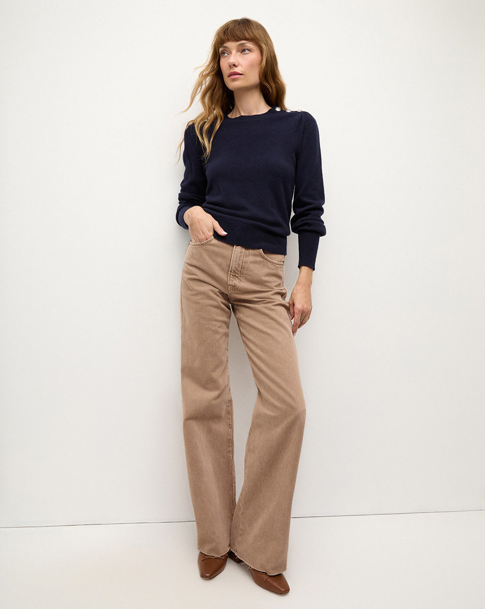Nelia Cashmere Pullover | Button Accent