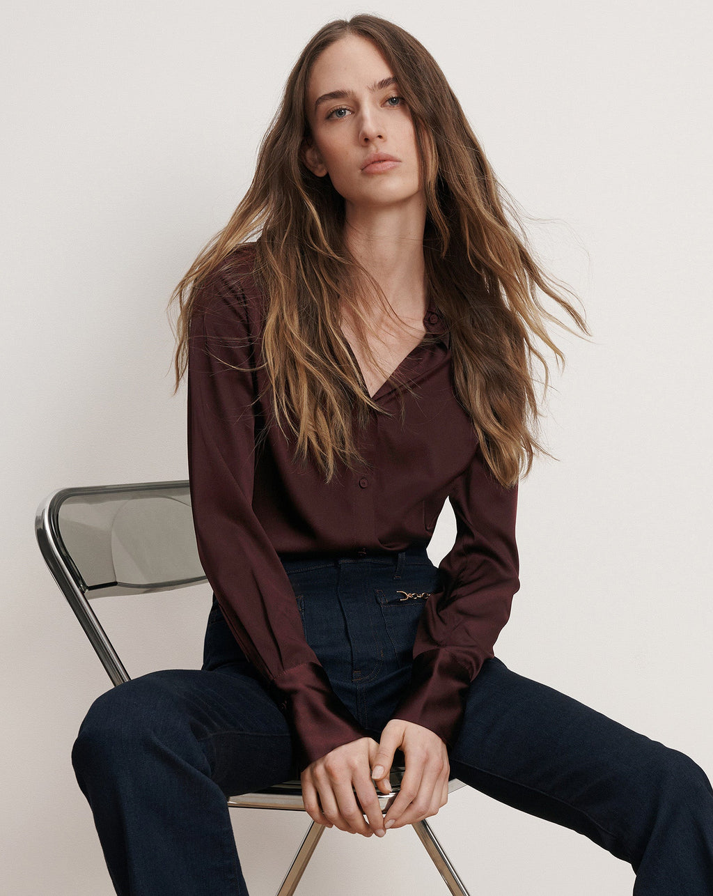 Monique Silk Button-Down Shirt