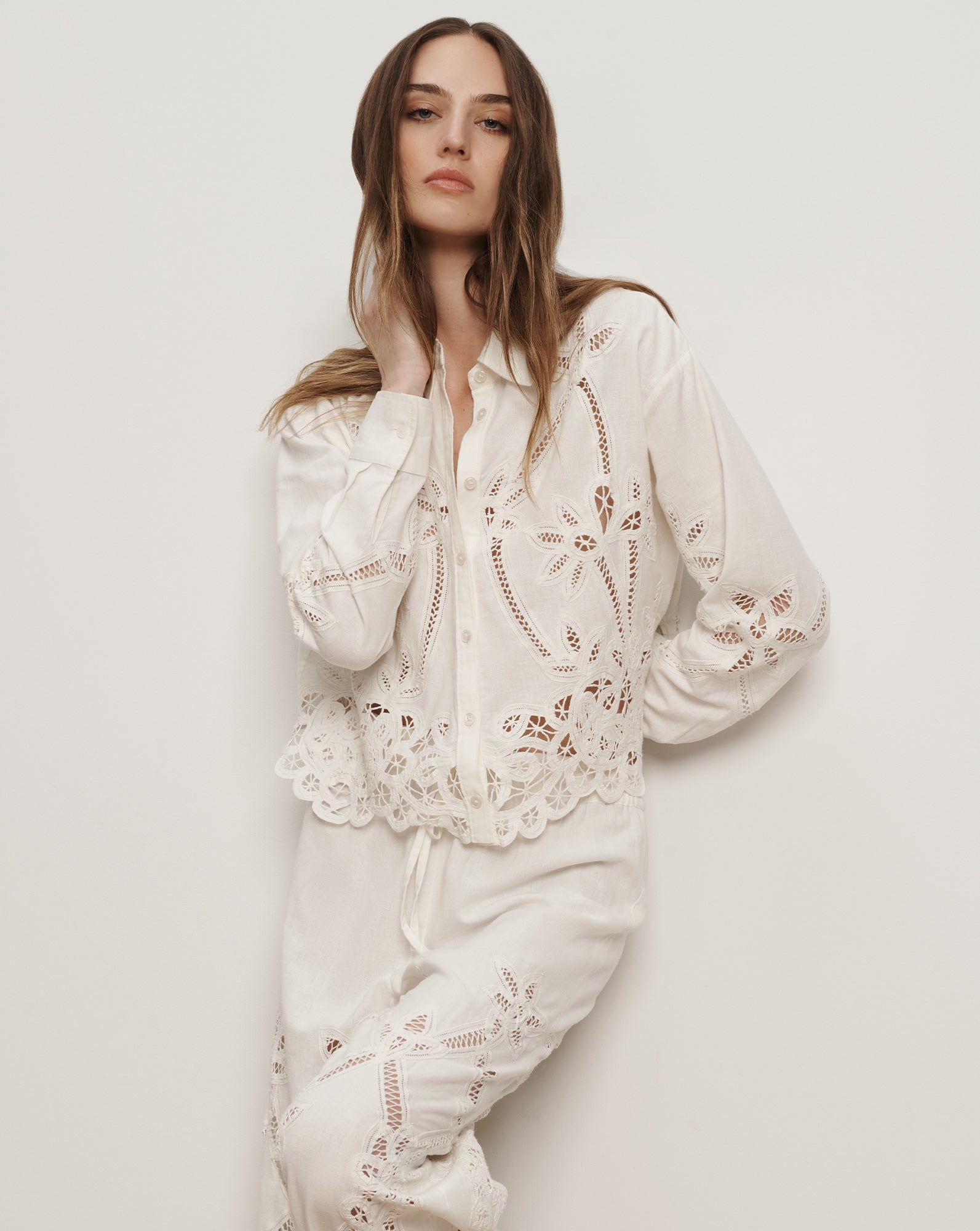 Aderes Eyelet Button-Down Shirt
