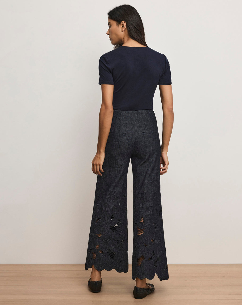 Osborne Wide-Leg Eyelet Pant