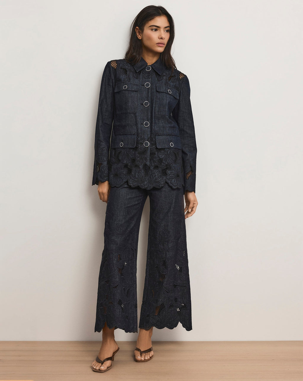 Osborne Wide-Leg Eyelet Pant
