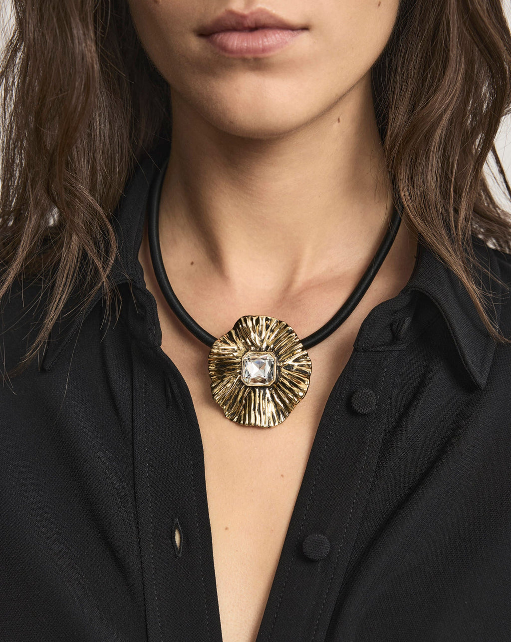 Floral Pendant Cord Necklace