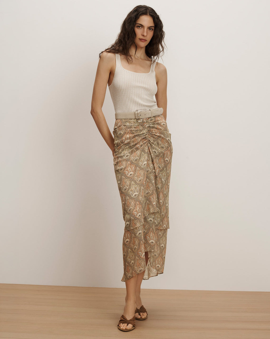 Sira Silk Midi Skirt