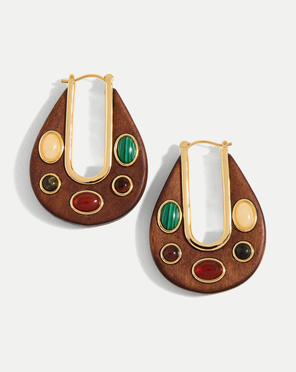 Wood Embellished Drop Hoop