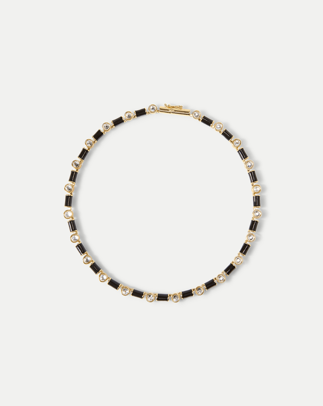 Black Enamel and Crystal Barrel Necklace