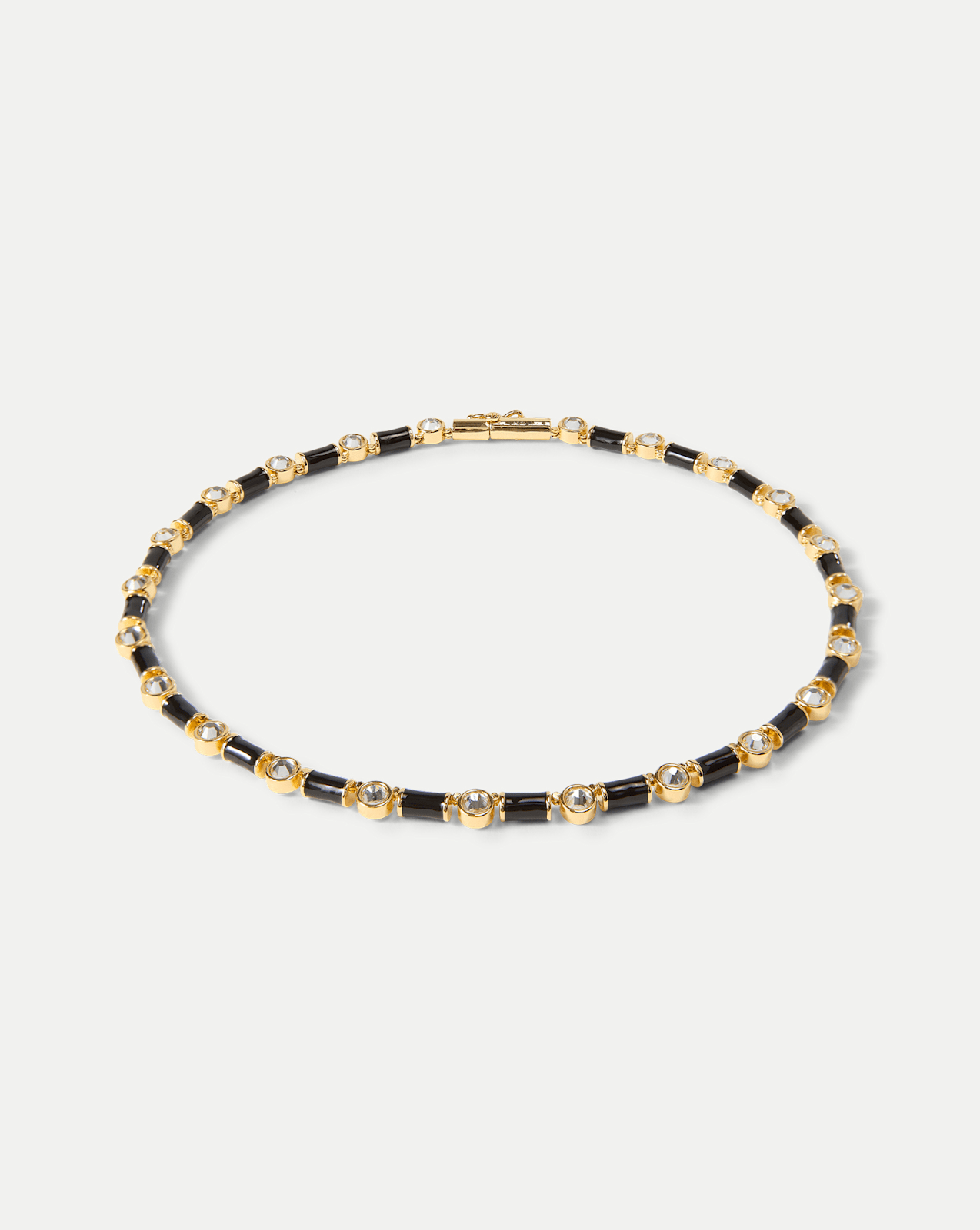 Black Enamel and Crystal Barrel Necklace