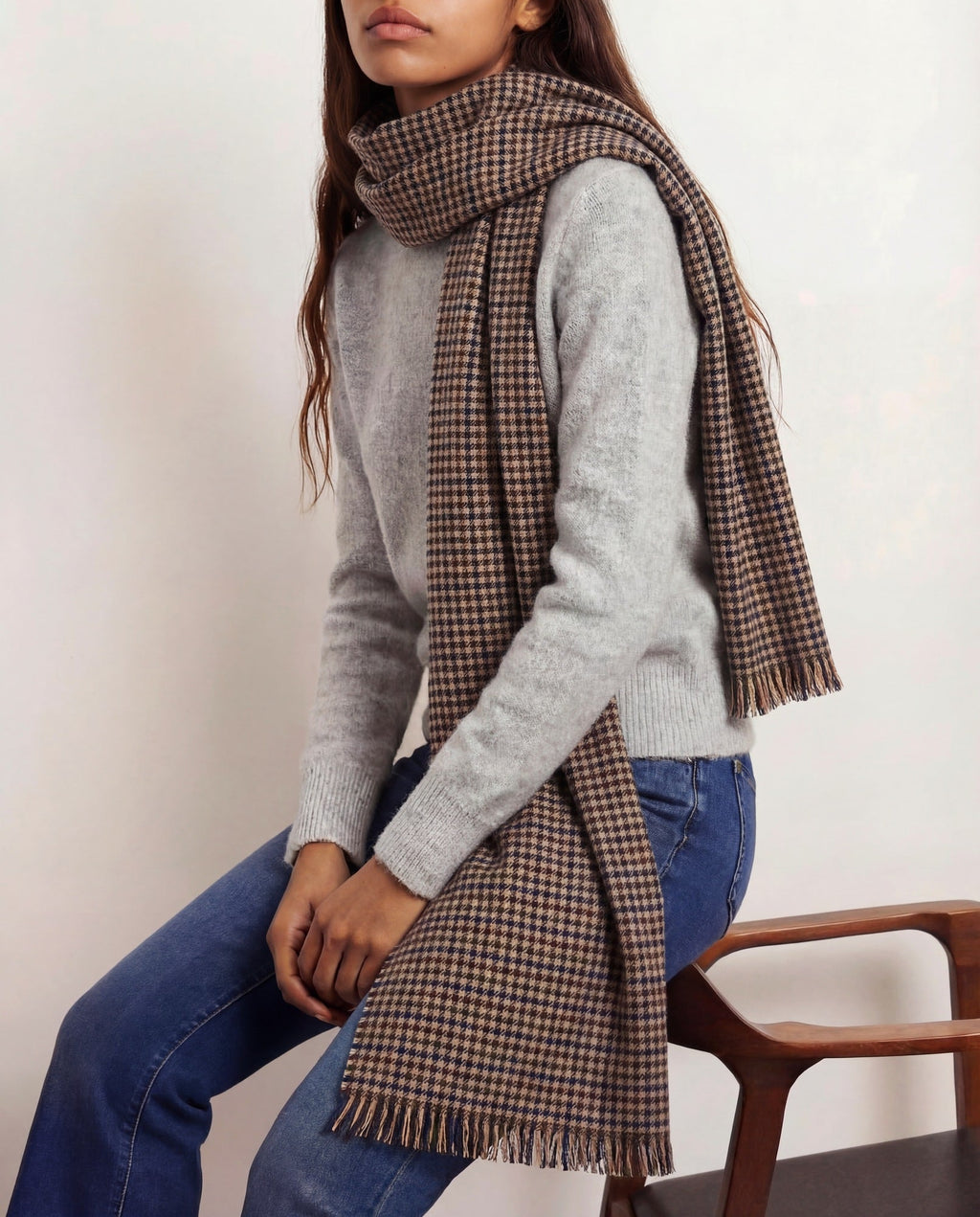 Houndstooth Wool Scarf