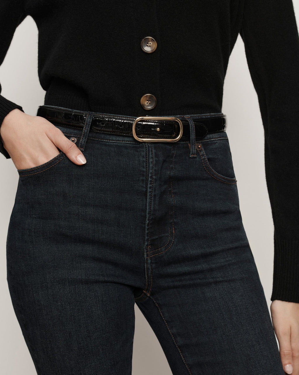 Loop Croc-Embossed Belt