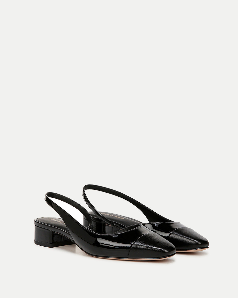 Cecile Leather Cap-Toe Slingback