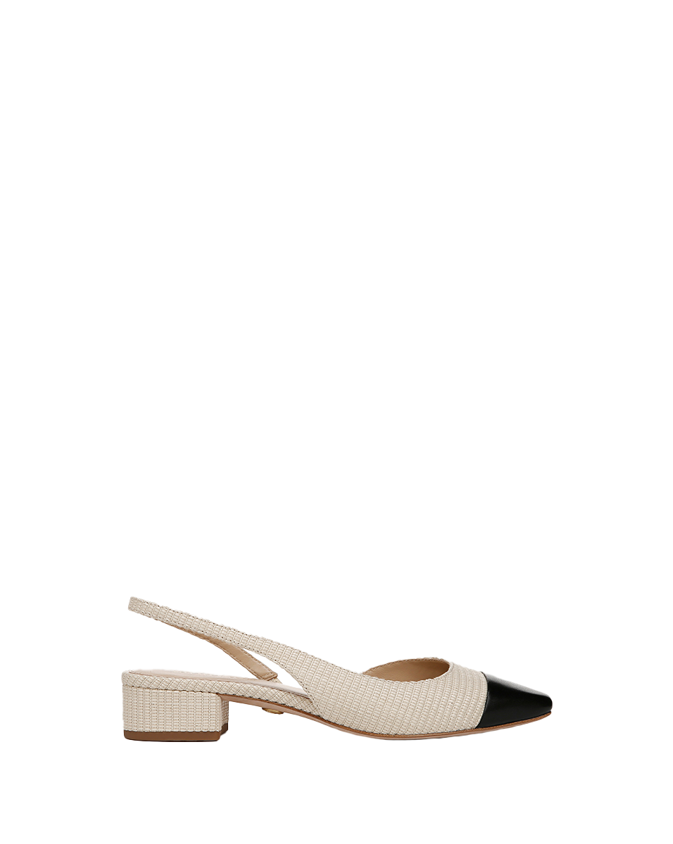 Cecile Raffia Cap-Toe Slingback