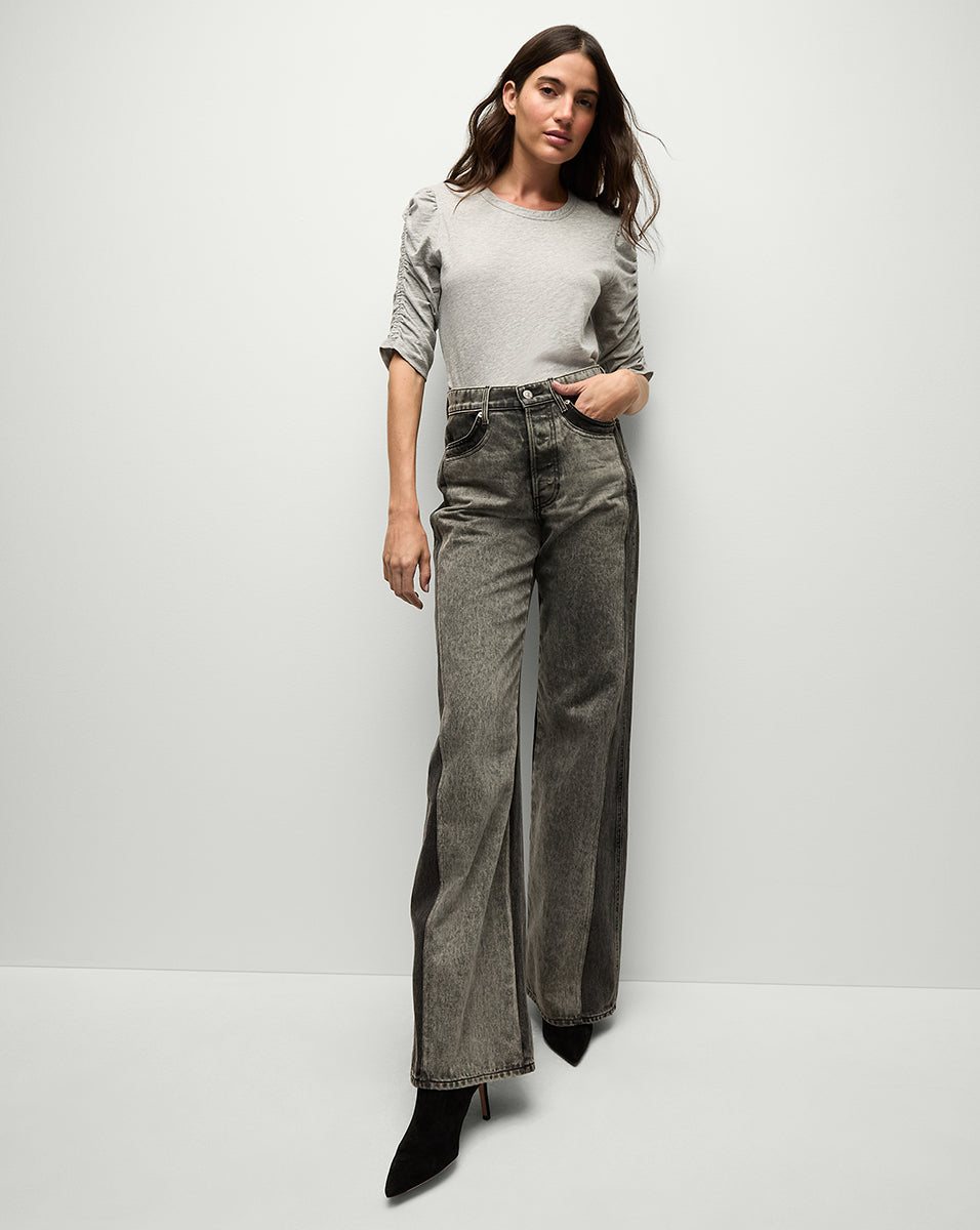 Waldorf Ruched-Sleeve Slub T-Shirt