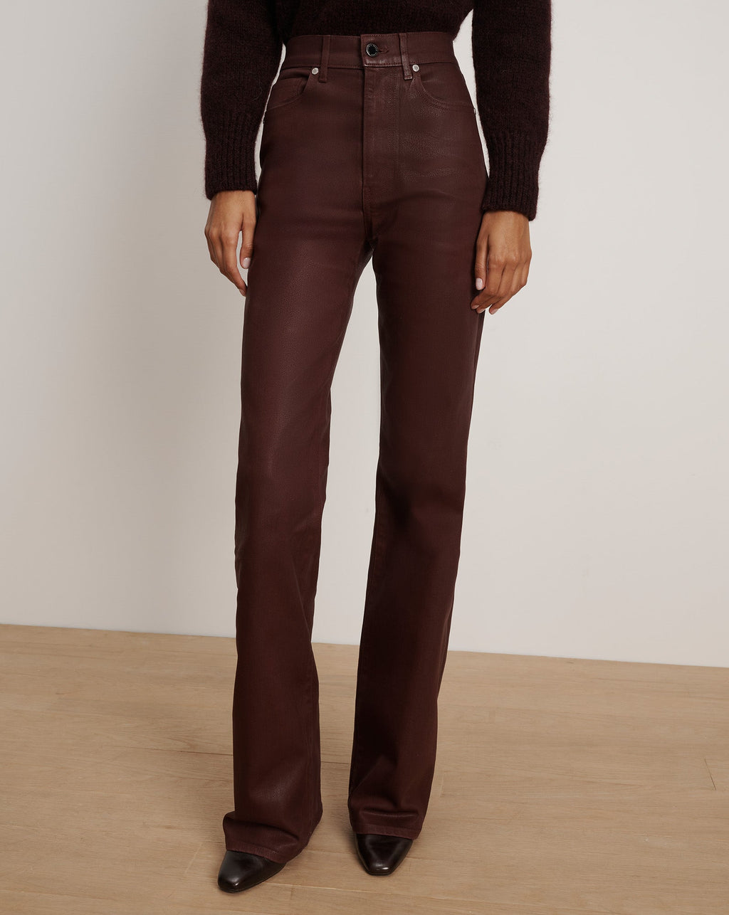 Crosbie Coated Slim Wide-Leg Jean