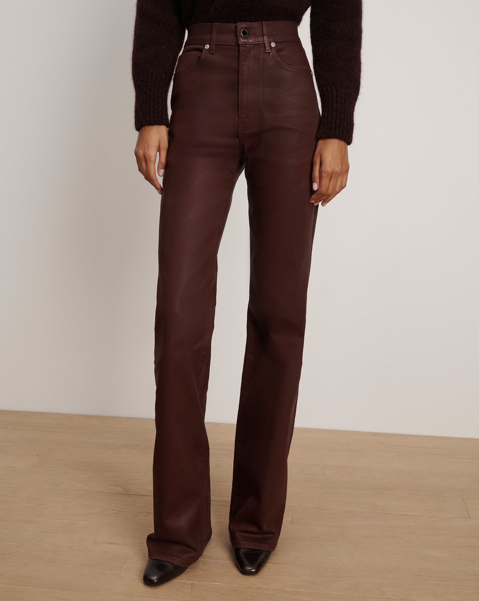 Crosbie Coated Slim Wide-Leg Jean