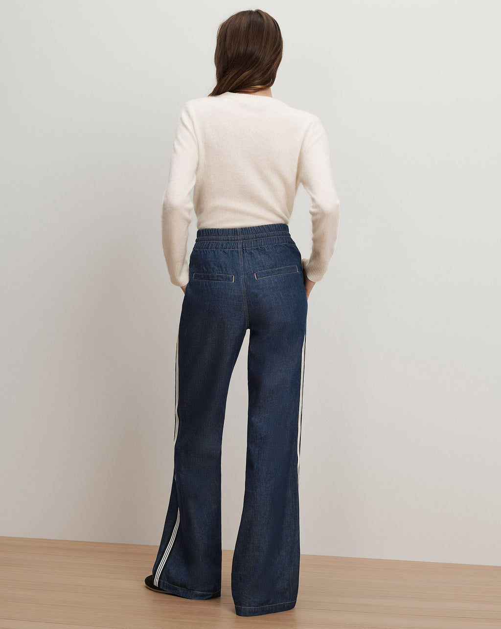 Taylor Track-Stripe Wide-Leg Jean
