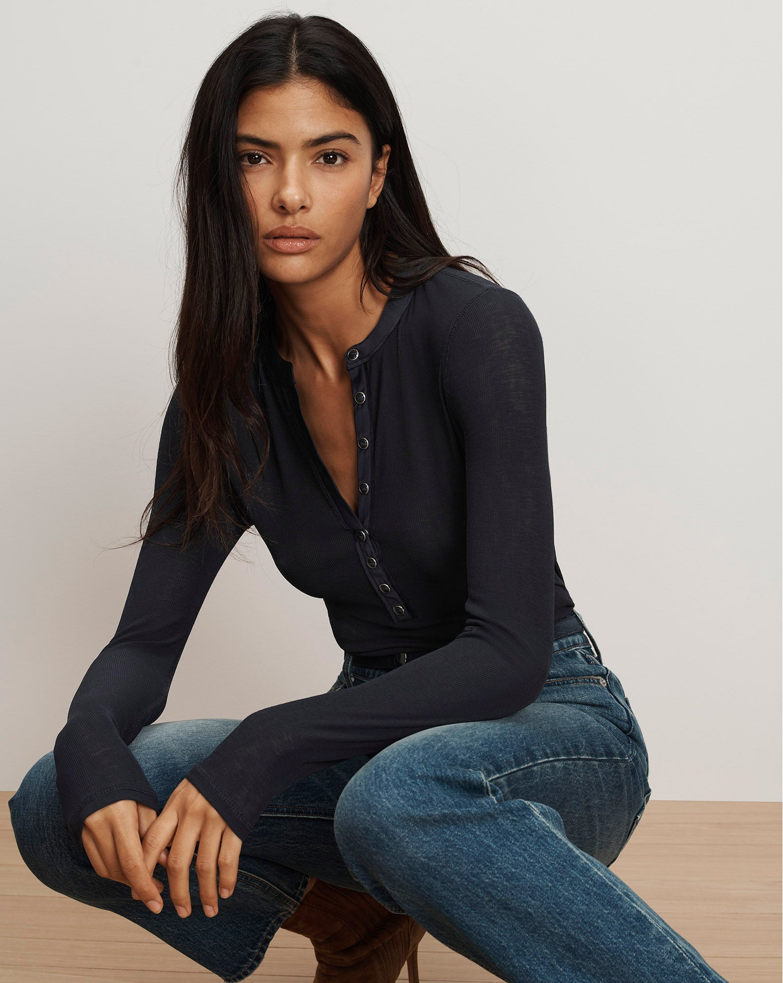 Drexler Ribbed Henley Top