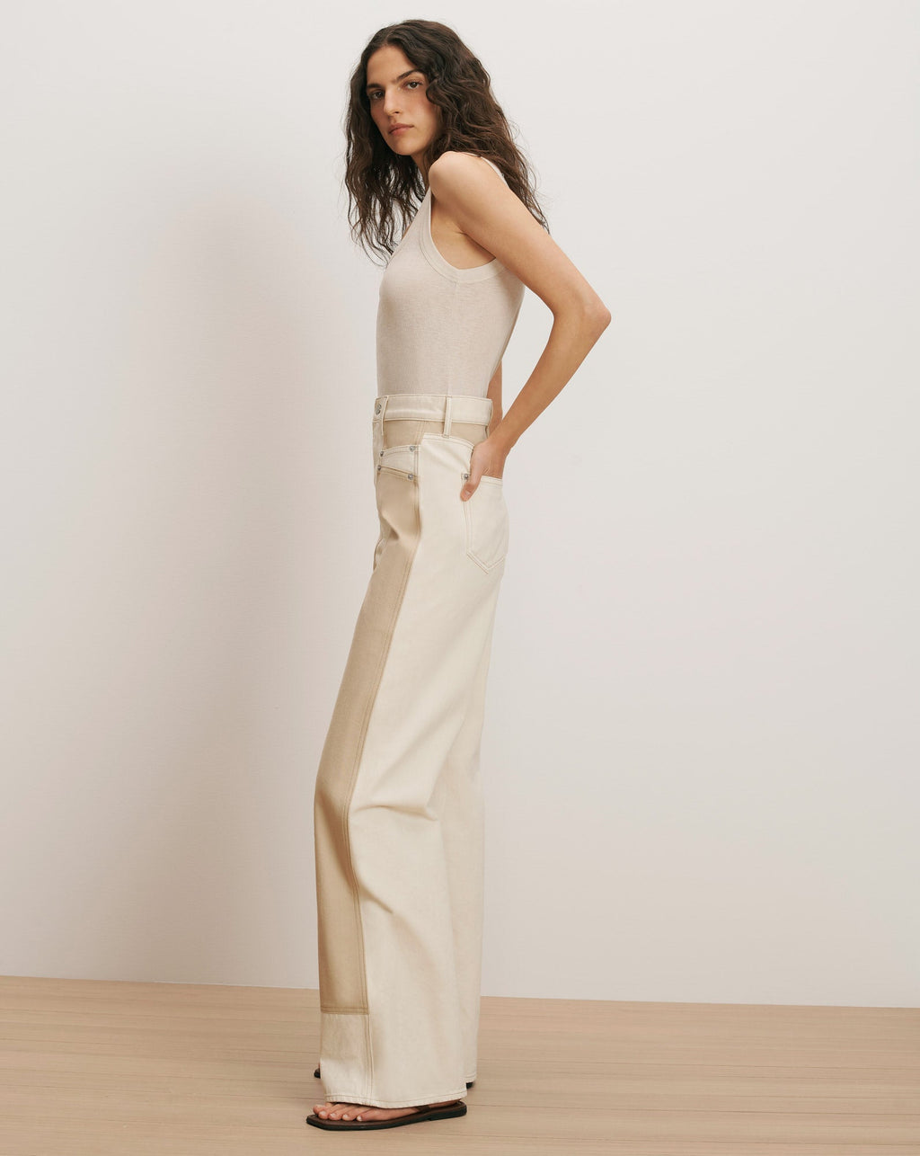 Taylor Color-Block Wide-Leg Jean