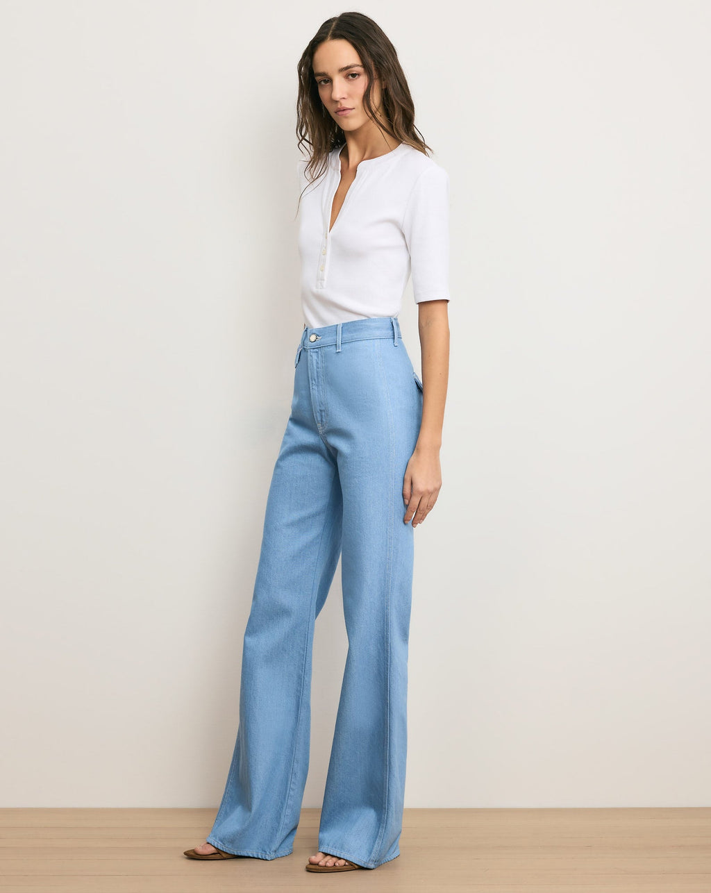 Crosbie Flap-Pocket Slim Wide-Leg Jean