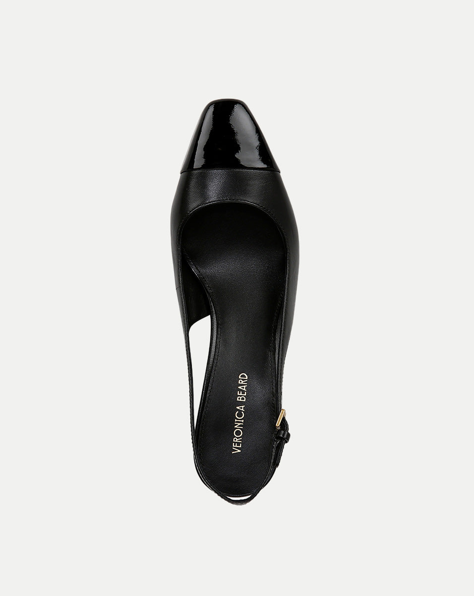 Cecile Leather Cap-Toe Slingback Pump