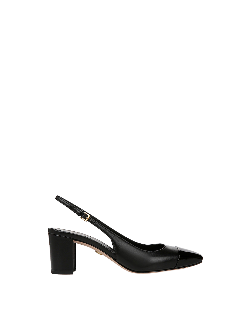 Cecile Leather Cap-Toe Slingback Pump