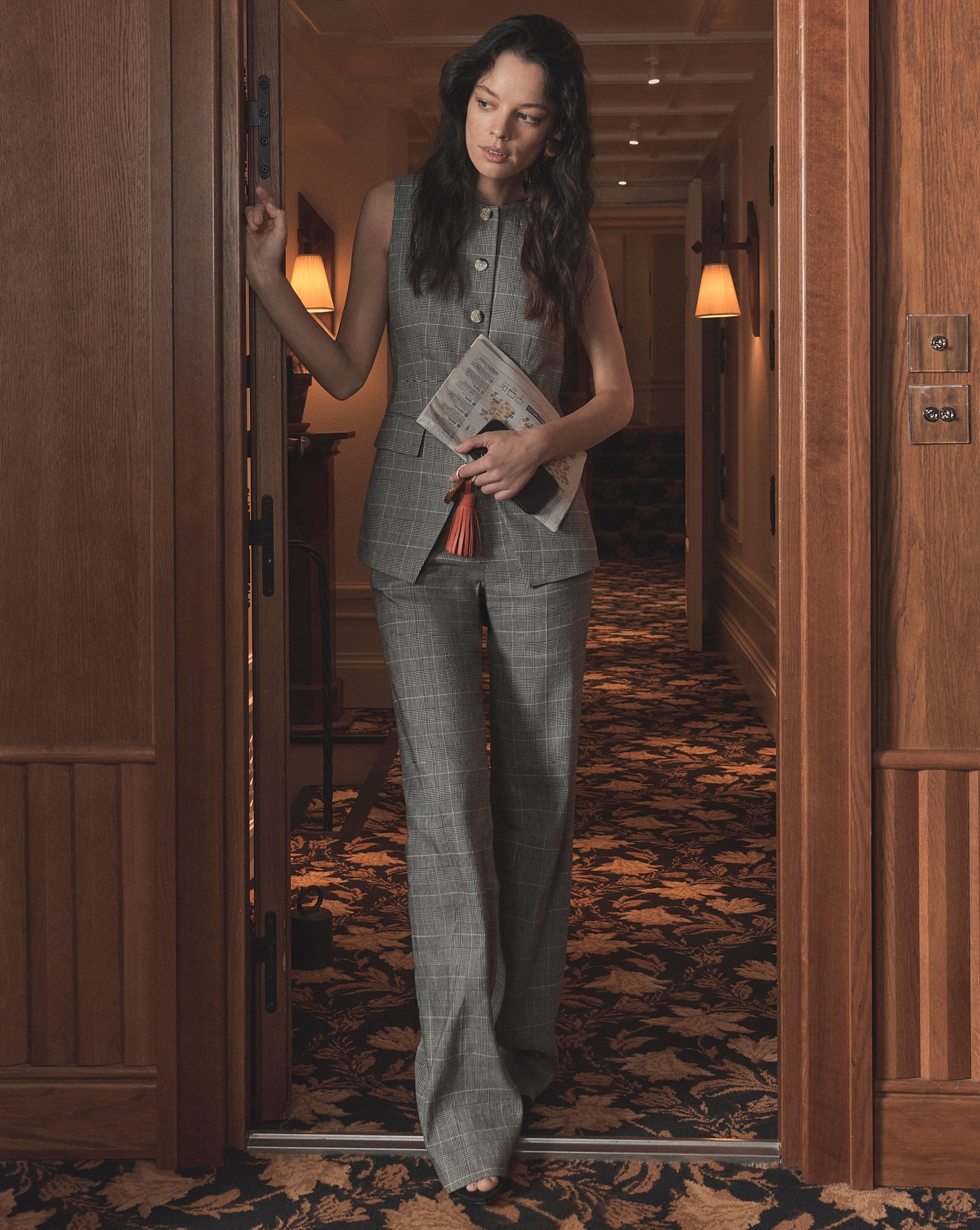 Jude Plaid Wide-Leg Pant