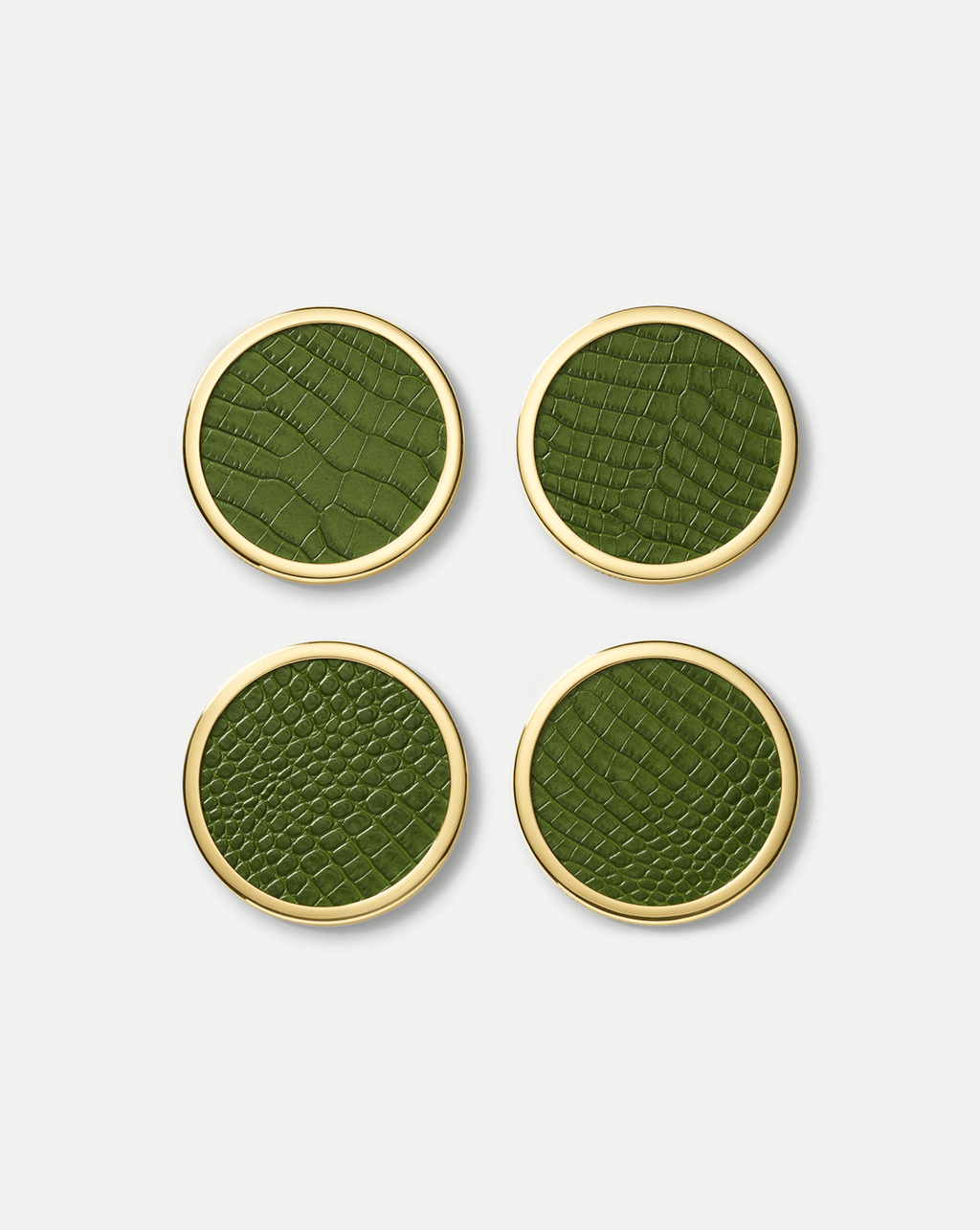 Croc-Embossed Leather Coaster Set