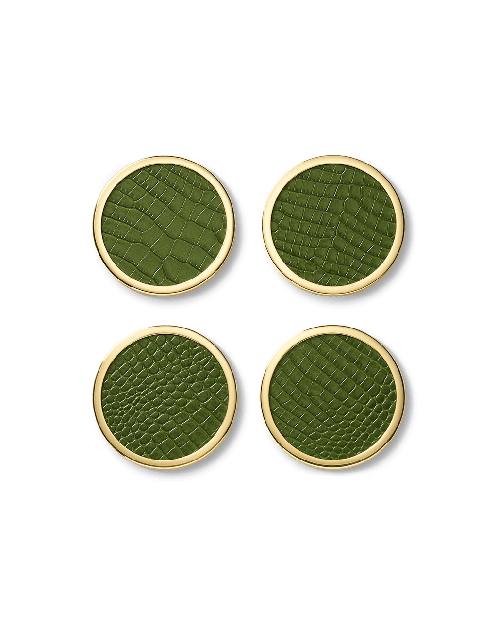 Croc-Embossed Leather Coaster Set